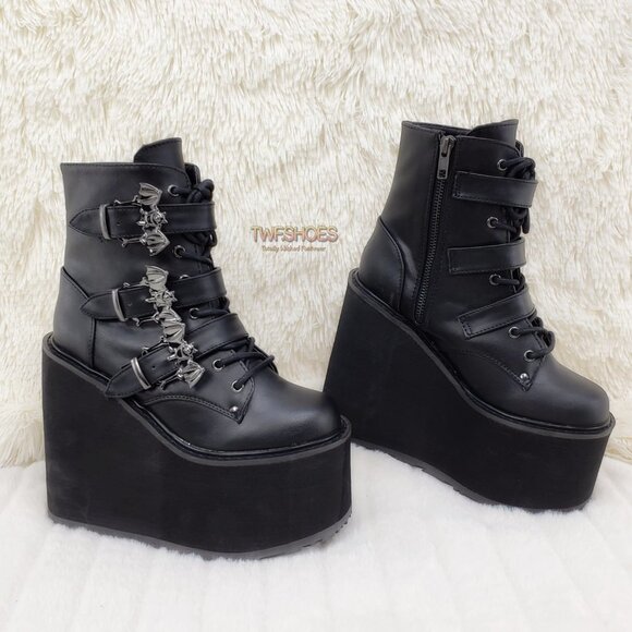 Demonia Shoes - Swing 103 Goth Punk Platform Wedge Ankle Boots